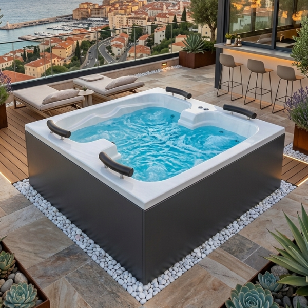 195 x 165 DÖRT KİŞİLİK GRİ PANELLİ JAKUZİ