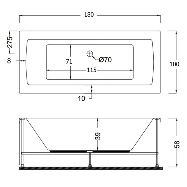 180x100 Jakuzi Dikdörtgen Tek Kişilik Zeugma