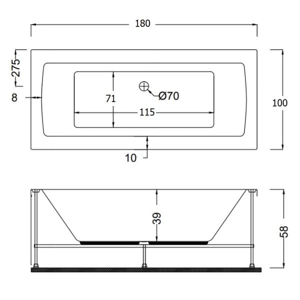180x100 Jakuzi Dikdörtgen Tek Kişilik Zeugma
