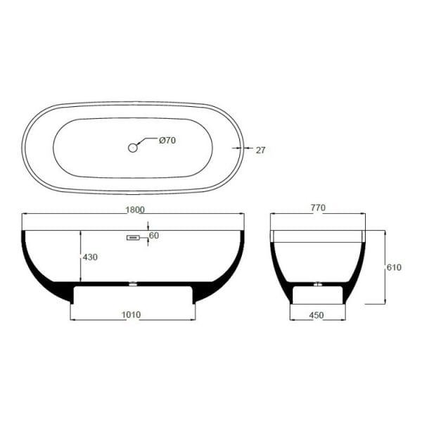 180 x 77 BAĞIMSIZ KÜVET BEJ