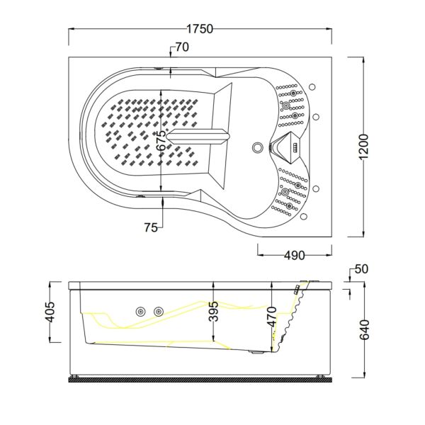 175 X 120 ÇİFT KİŞİLİK JAKUZİ KIRMIZI SOL